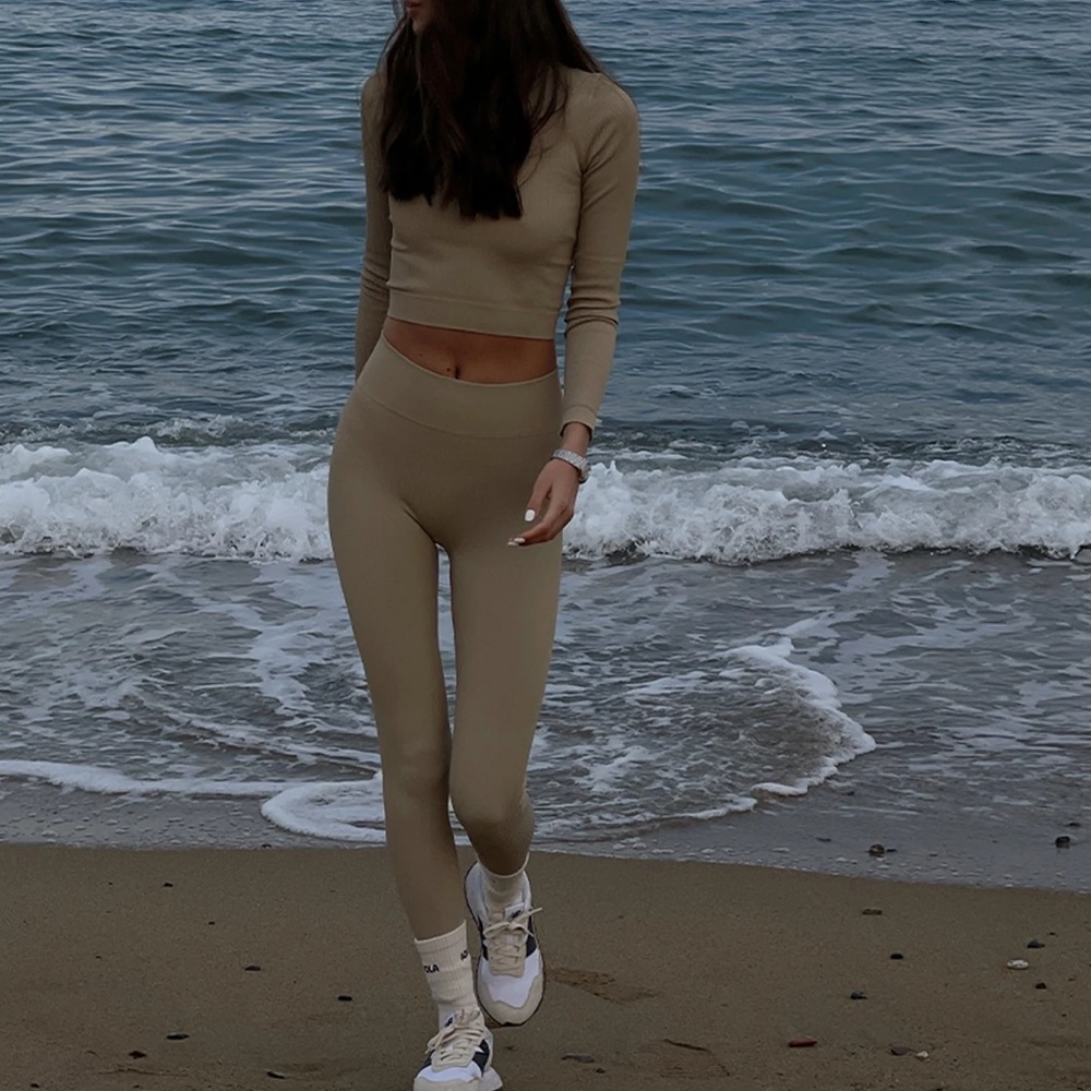 adanola rib leggings in safari beige